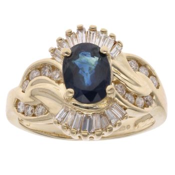 14ct Yellow Gold 0.55ct Diamond And Sapphire Cluster Ring