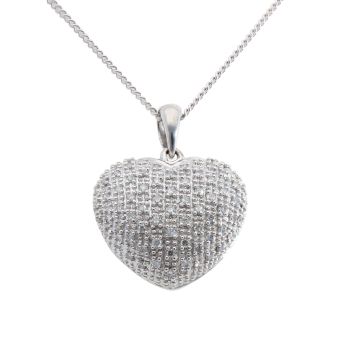 9ct White Gold 0.25ct Diamond Pendant And Chain 16"
