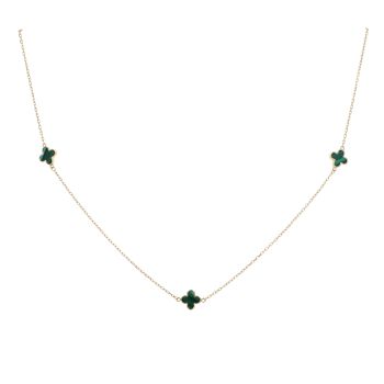 9ct Yellow Gold Malachite Petal Necklace 16"