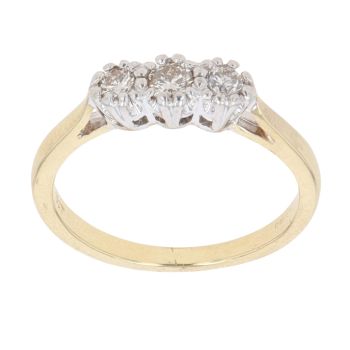 18ct Yellow Gold 0.25ct Brilliant Cut Diamond Trilogy Ring