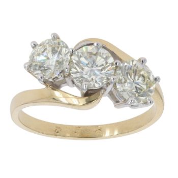 18ct Yellow Gold 2.22ct Brilliant Cut Diamond Trilogy Ring
