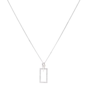 9ct White Gold 0.30ct Diamond Open Rectangle Pendant and Chain 18"