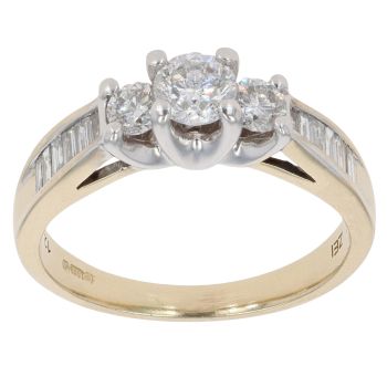 14ct Yellow Gold 1.25ct Diamond Trilogy Ring