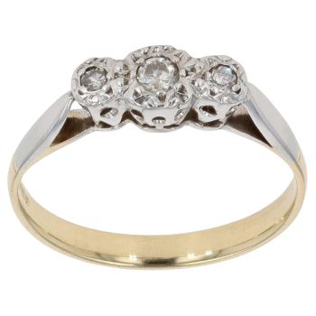 18ct Yellow Gold 0.10ct Diamond Trilogy Ring