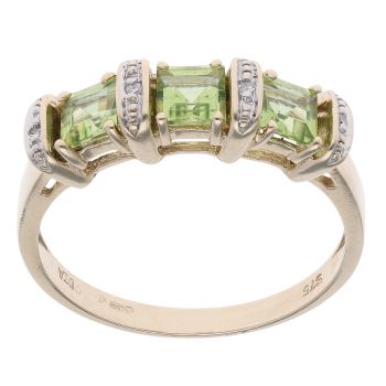 9ct Yellow Gold 0.05ct Diamond And Peridot Ring