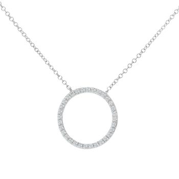 9ct White Gold Diamond Circle Necklace