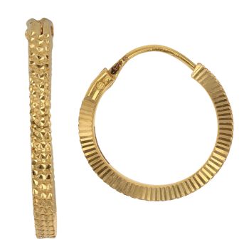 22ct Yellow Gold Quadrant Dot Grain Hoop Earrings