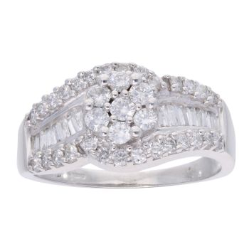 9ct White Gold 1.00ct Diamond Cluster Ring