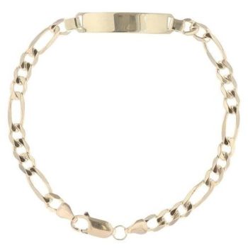 9ct Yellow Gold ID Figaro Bracelet 8"