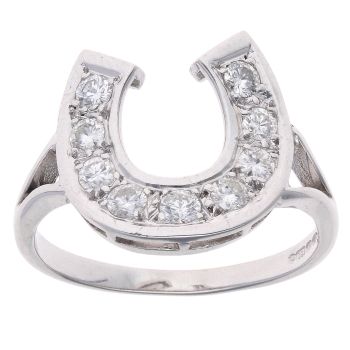 18ct White Gold 0.75ct Brilliant Cut Diamond Horse Shoe Ring