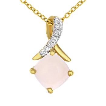 9ct Yellow Gold Opal Crossover Diamond Pendant Necklace