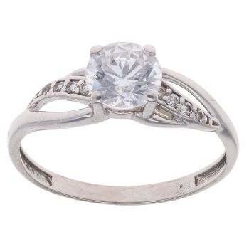 9ct White Gold Cubic Zirconia Single Stone Ring