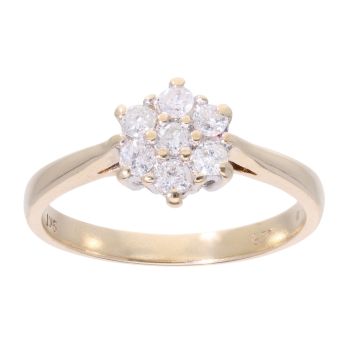 9ct Yellow Gold 0.25ct Diamond Cluster Ring