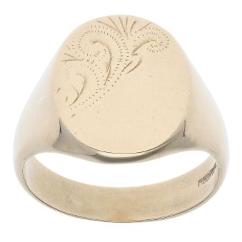 9ct Yellow Gold Patterned Signet Ring