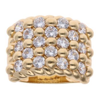 Silver Gold Plated Cubic Zirconia Five Row Keeper Ring