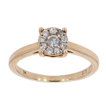 9ct Yellow Gold 0.14cts Diamond Cluster Ring by Anya Belle