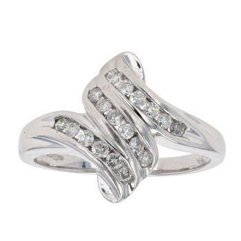 9ct White Gold Cubic Zirconia Twist Ring