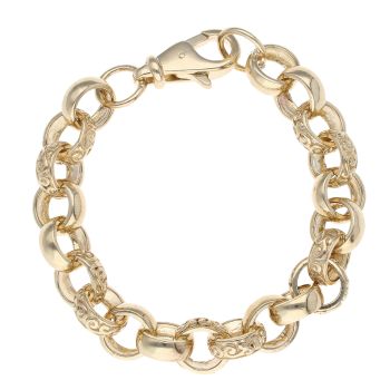 9ct Yellow Gold Patterned and Plain Belcher 8"