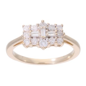 9ct Yellow Gold 0.50ct Diamond Cluster Ring