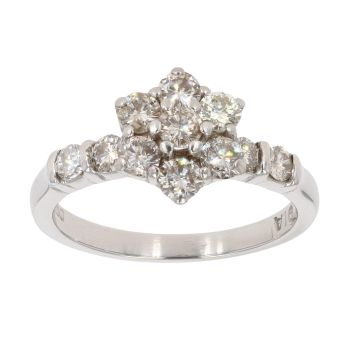 Platinum 1.00ct Brilliant Cut Diamond Cluster Ring