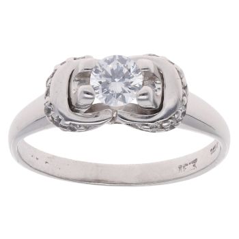 9ct White Gold Cubic Zirconia Solitaire Ring