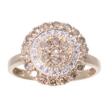 9ct Yellow Gold 0.50ct Champagne and White Diamond Cluster Ring
