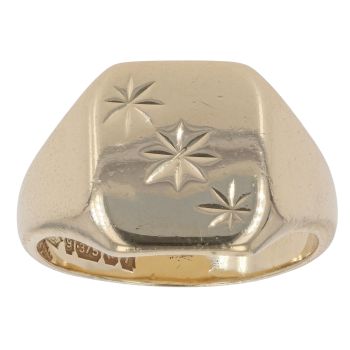 9ct Yellow Gold Three Star Signet Ring