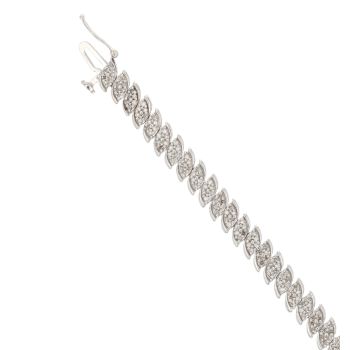 9ct White Gold 1.50ct Brilliant Cut Diamond Leaves Bracelet 6.5"