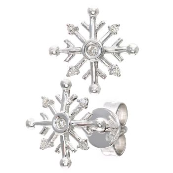 9ct White Gold Diamond Snowflake Stud Earrings