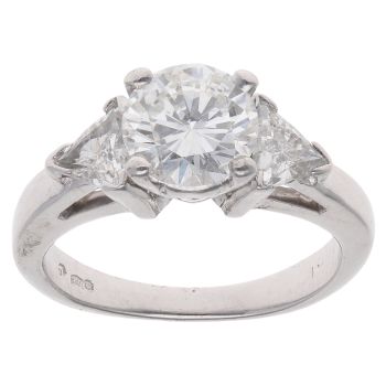 Platinum 1.80ct Brilliant And Trillion Cut Diamond Solitaire Ring