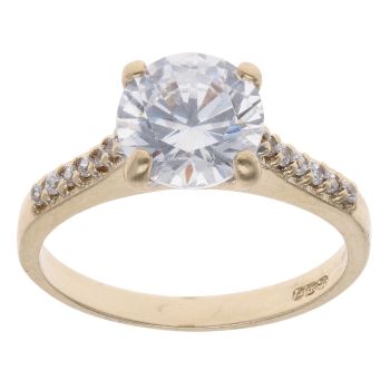 9ct Yellow Gold Cubic Zirconia Solitaire Ring