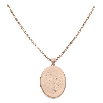 9ct Rose Gold Patterned Locket And Chain 24"