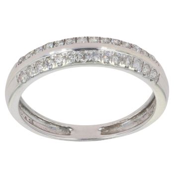9ct White Gold 0.25ct Brilliant Cut Diamond Two Row Ring