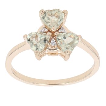 9ct Yellow Gold 0.02ct Diamond and Green Gemstone Cluster Ring