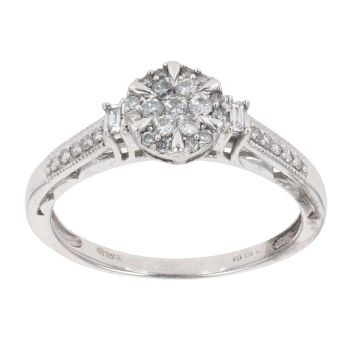 9ct White Gold 0.25ct Diamond Cluster Ring