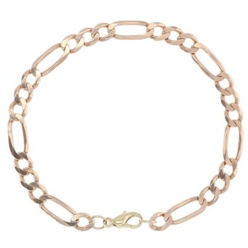 9ct Yellow Gold Figaro Bracelet 9"