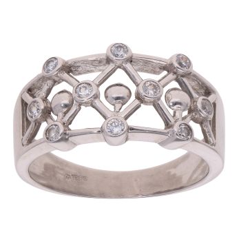 18ct White Gold Cubic Zirconia Crossover Ring