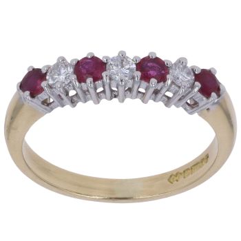 18ct Yellow Gold 0.20ct Diamond and Ruby Eternity Ring