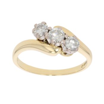 18ct Yellow Gold 0.50ct Brilliant Cut Diamond Trilogy Ring