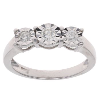 9ct White Gold 0.25ct Brilliant Cut Diamond Trilogy Ring