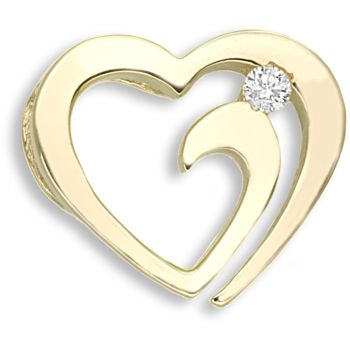 9 Carat Yellow Gold 4pts Diamond Heart Pendant