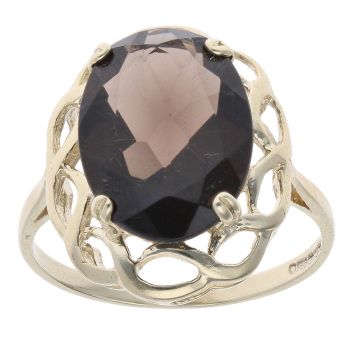 9ct Yellow Gold Smoky Quartz Single Stone Ring