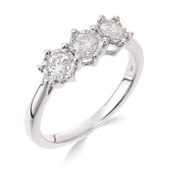 9ct White Gold 0.50ct Trilogy Diamond Ring