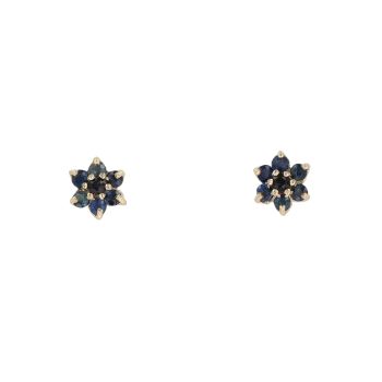 9ct Yellow Gold Sapphire Cluster Stud Earrings