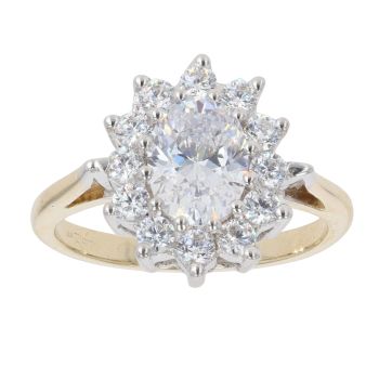 9ct Yellow Gold Cubic Zirconia Cluster Ring