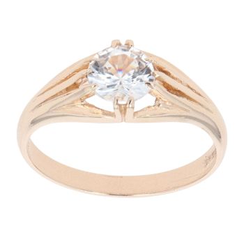 9ct Yellow Gold Cubic Zirconia Signet Ring