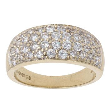 9ct Yellow Gold Cubic Zirconia Pave Set Signet Ring