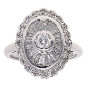 18ct White Gold 1.00ct Diamond Cluster Ring