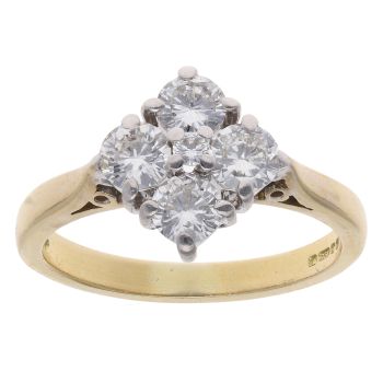 18ct Yellow Gold 1.00ct Brilliant Cut Diamond Cluster Ring