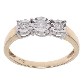 9ct Yellow Gold 0.25ct Brilliant Cut Diamond Trilogy Ring